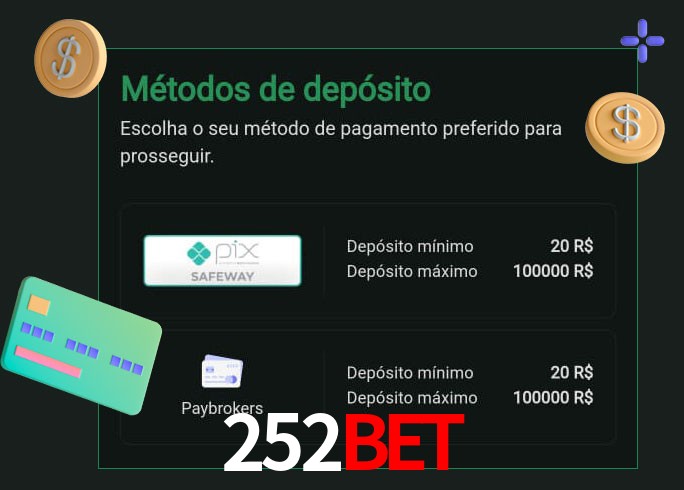 O cassino 252BET oferece uma grande variedade de métodos de pagamento